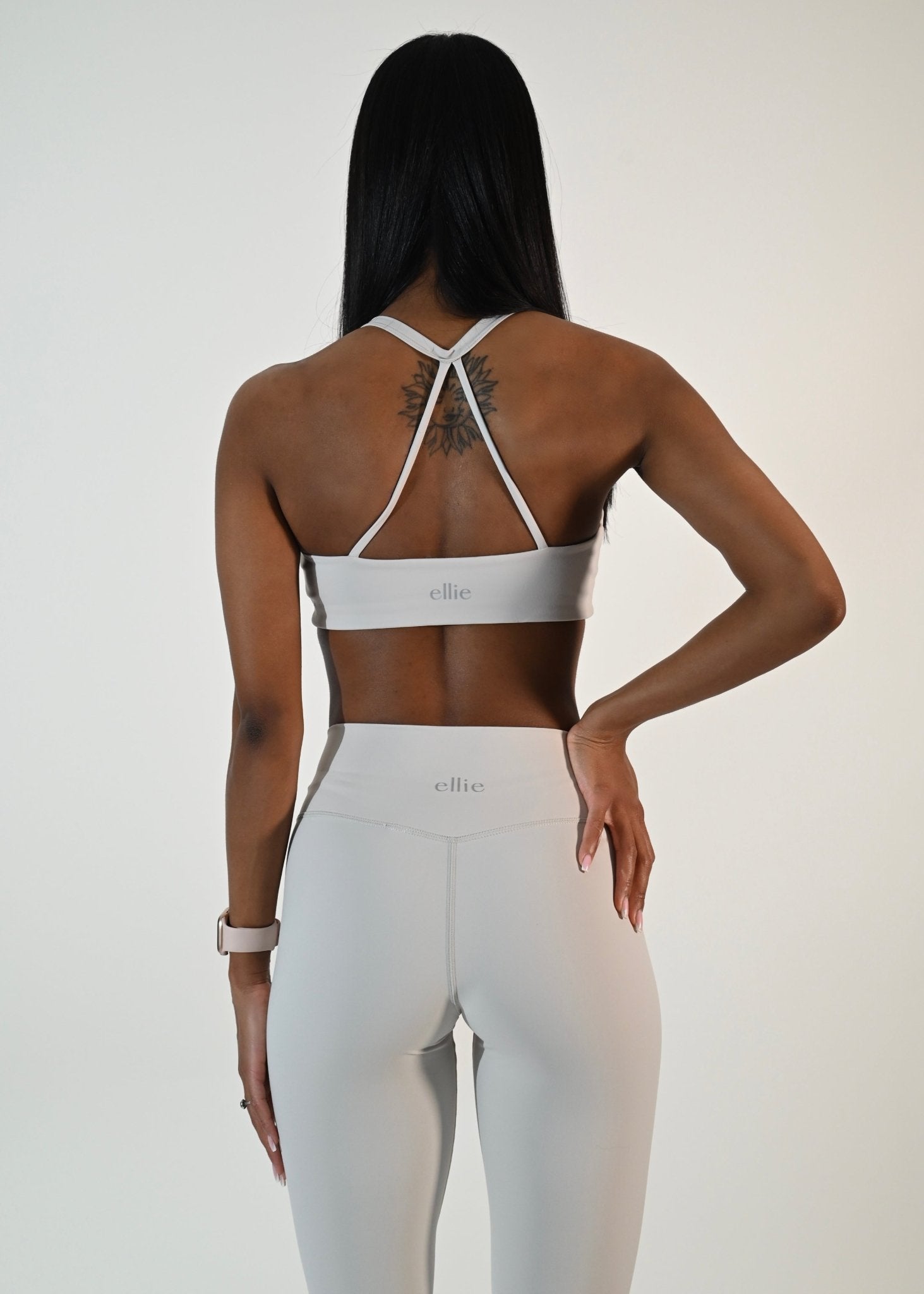 Celine Cross Bra - White Smoke - Ellie Gymwear