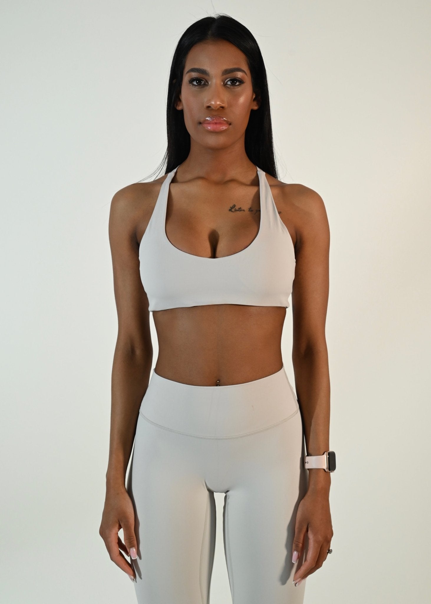 Celine Cross Bra - White Smoke - Ellie Gymwear