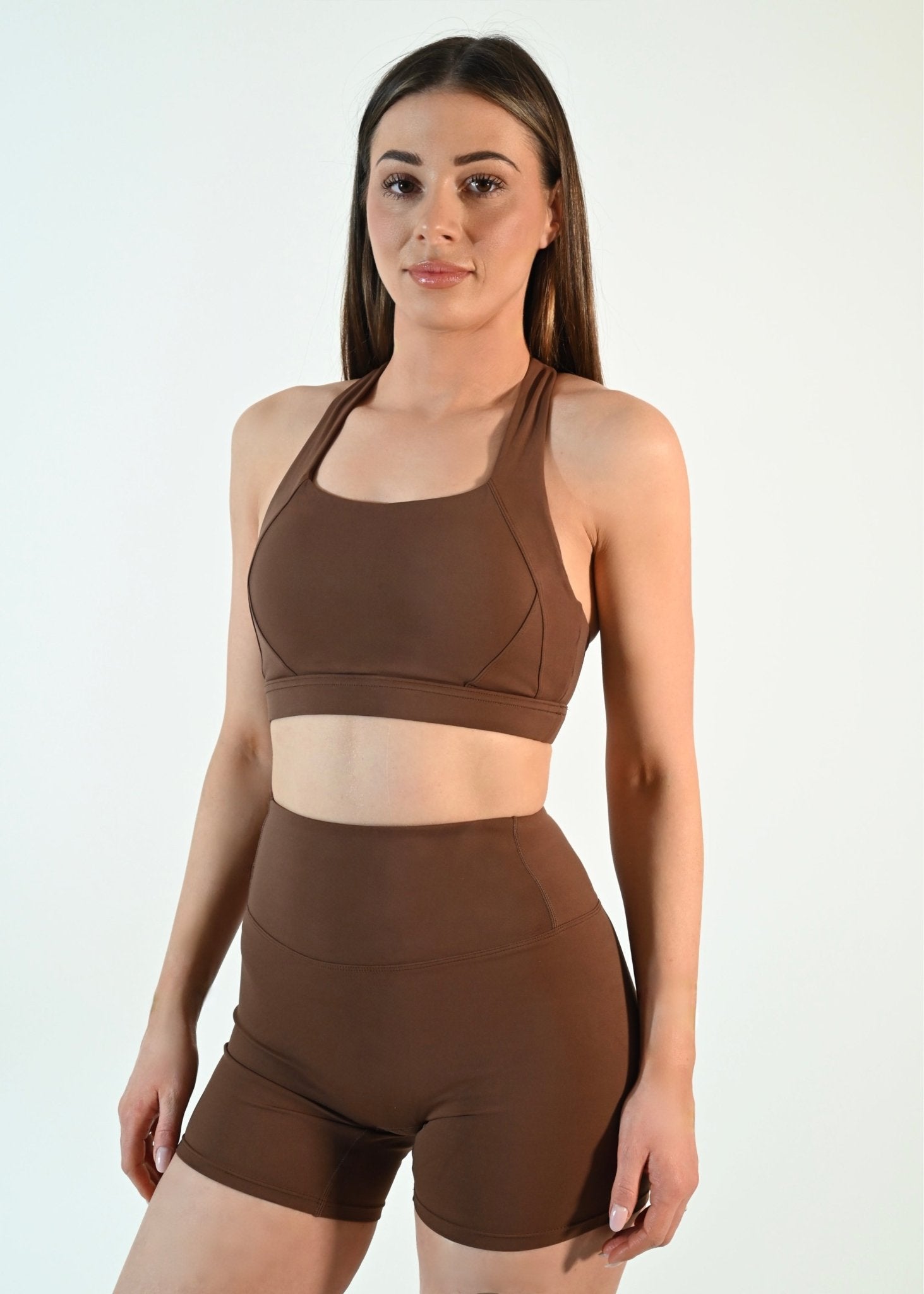 Margot Cross Back Bra - Brown - Ellie Gymwear