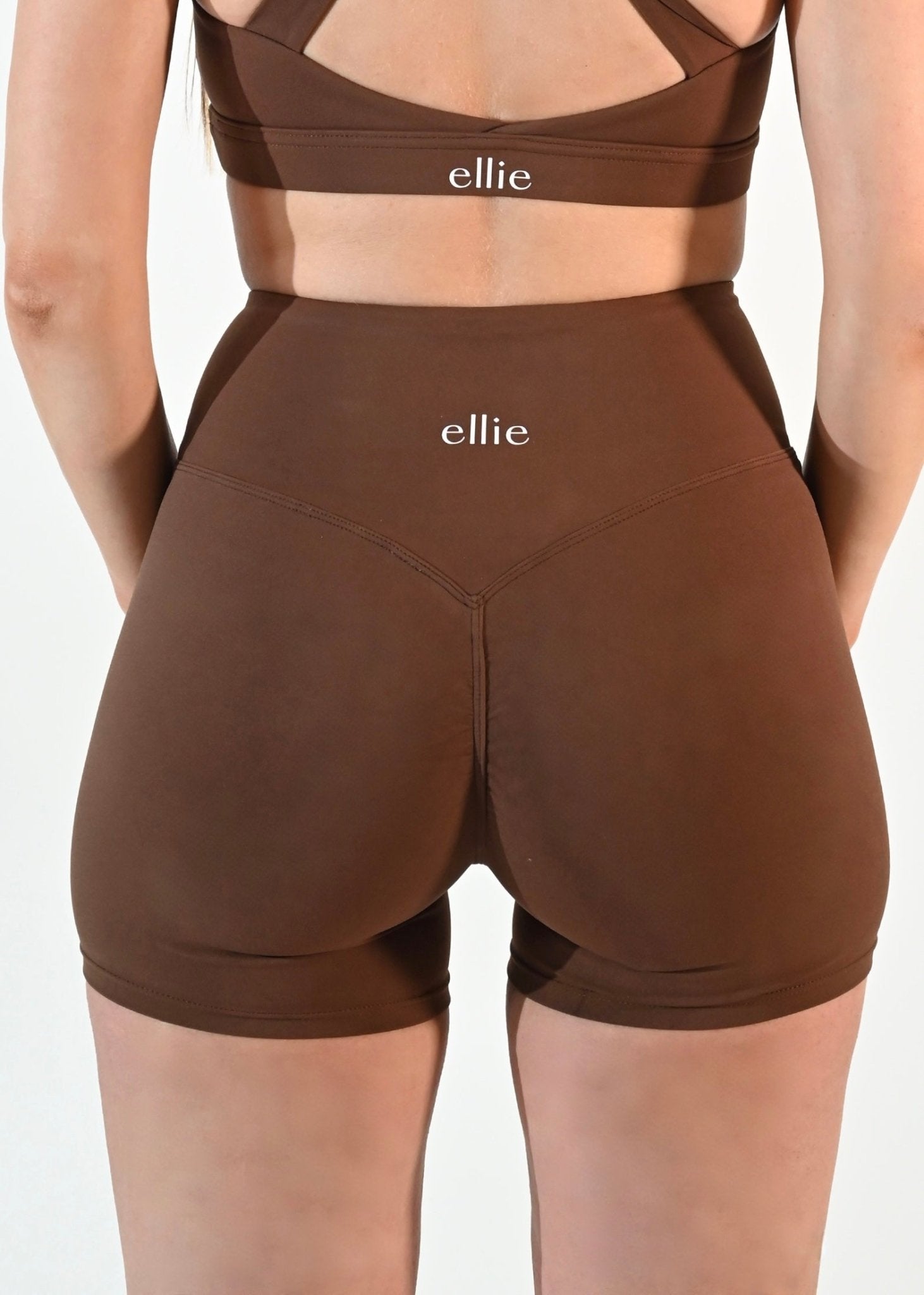 Margot High Waist Shorts - Brown - Ellie Gymwear