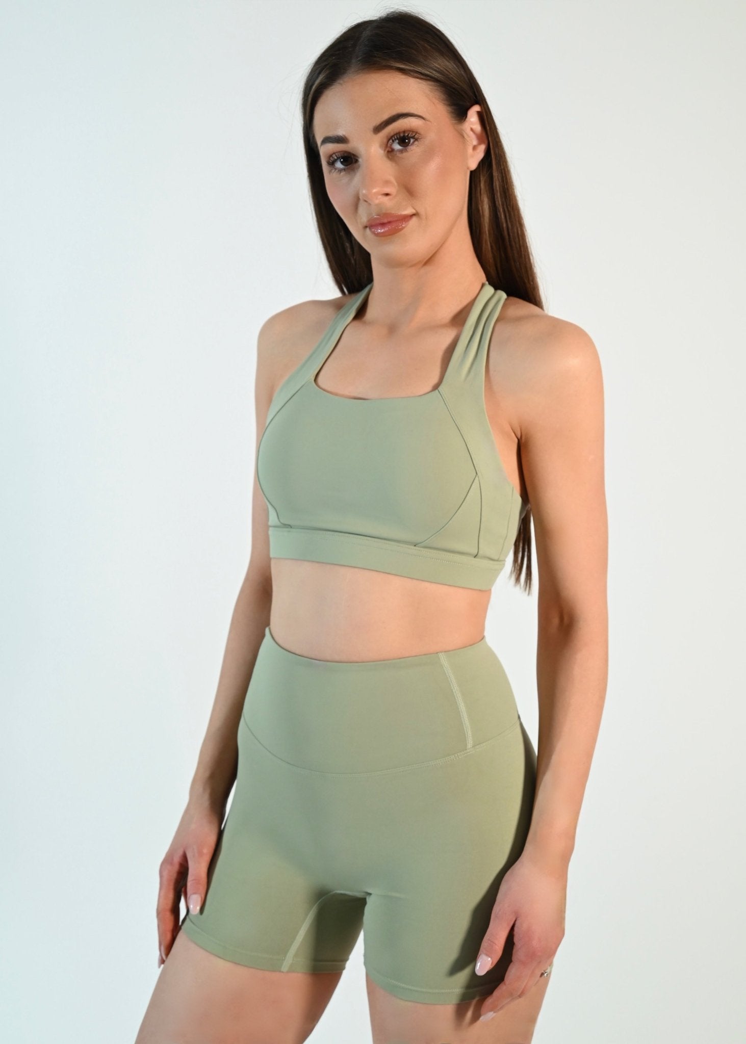 Margot High Waist Shorts - Pistachio - Ellie Gymwear