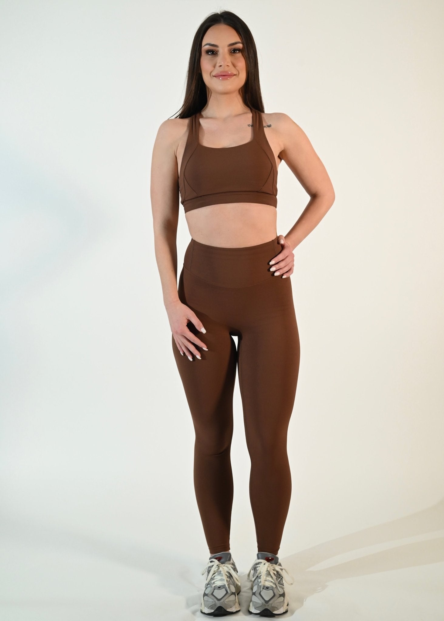 Margot High Waisted Leggings - Brown - Ellie Gymwear