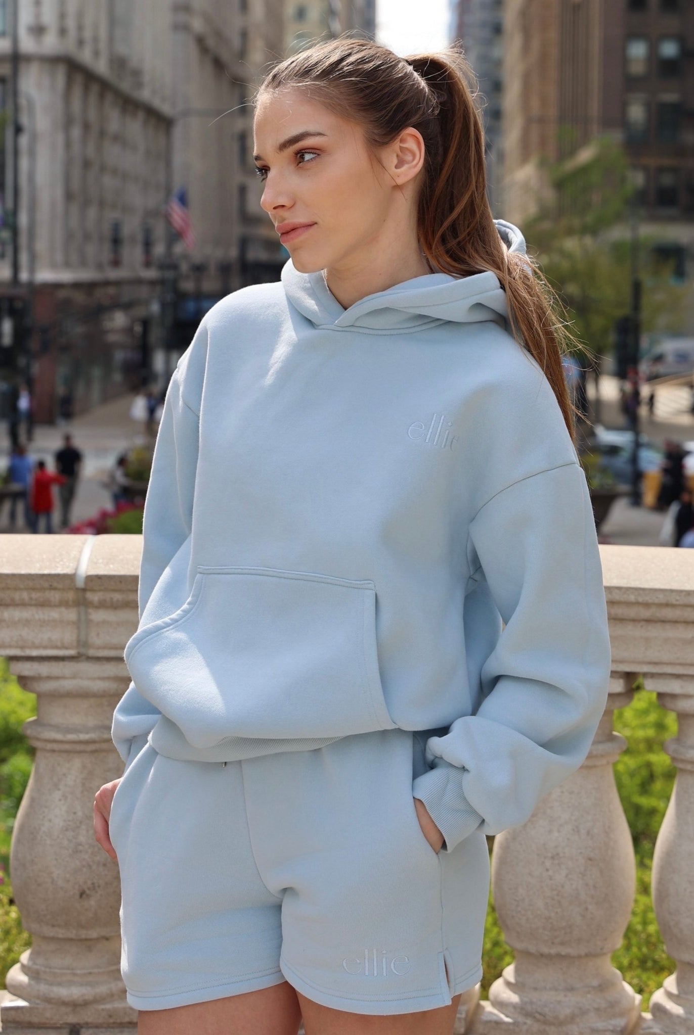 Oversized Hoodie - Sky Blue - Ellie Gymwear