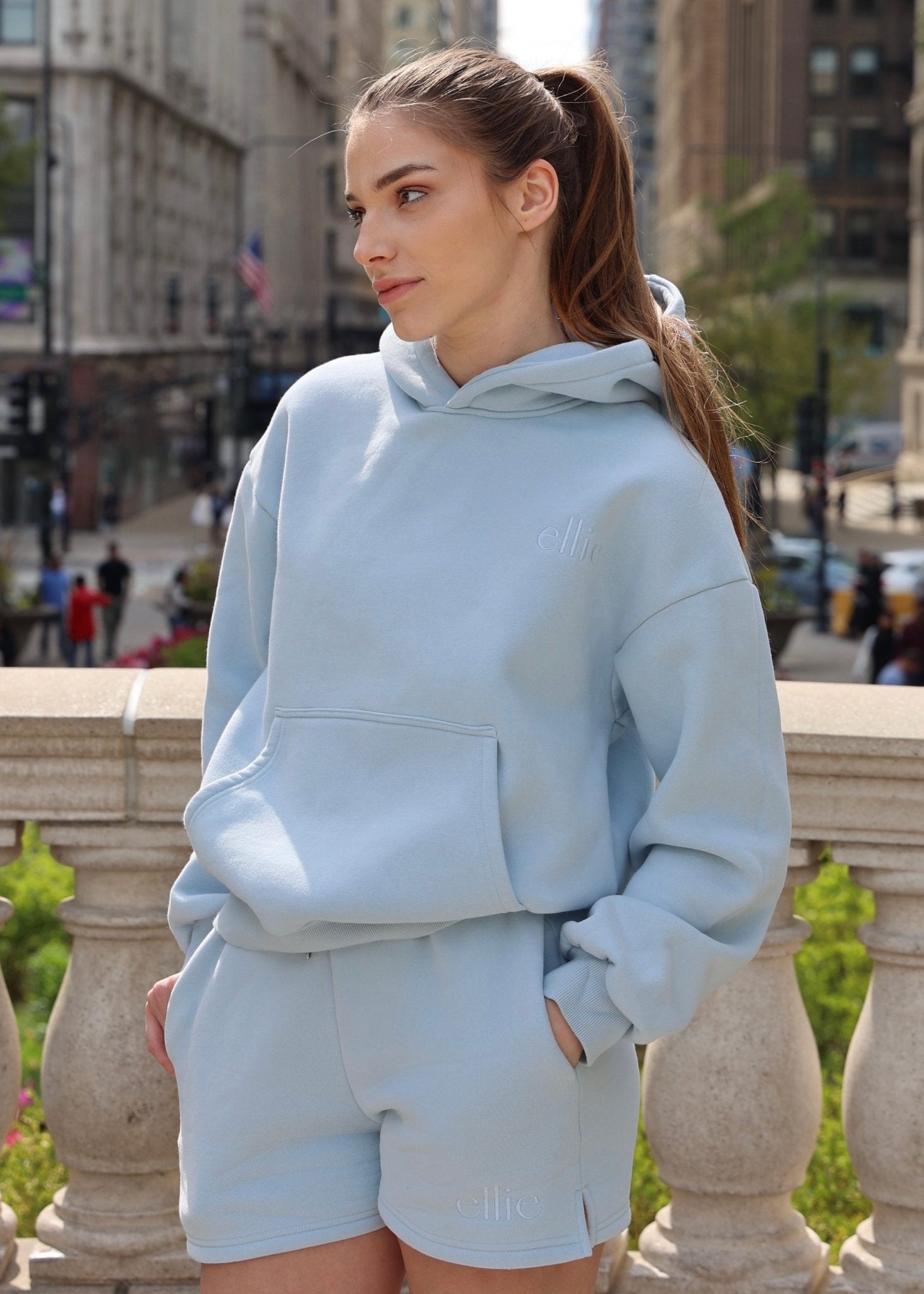 Oversized Hoodie - Sky Blue - Ellie Gymwear