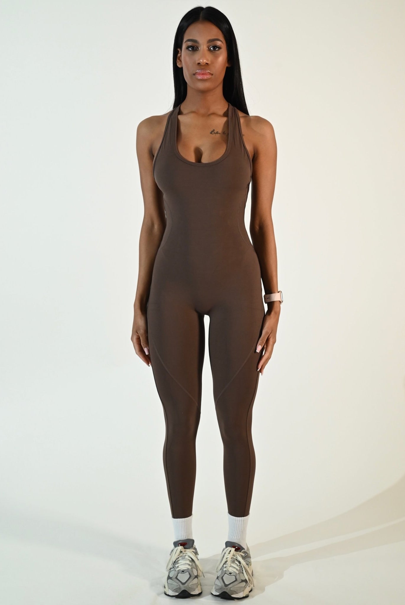 SculptOne Ariel Jumpsuit - Mocha Brown - Ellie Gymwear
