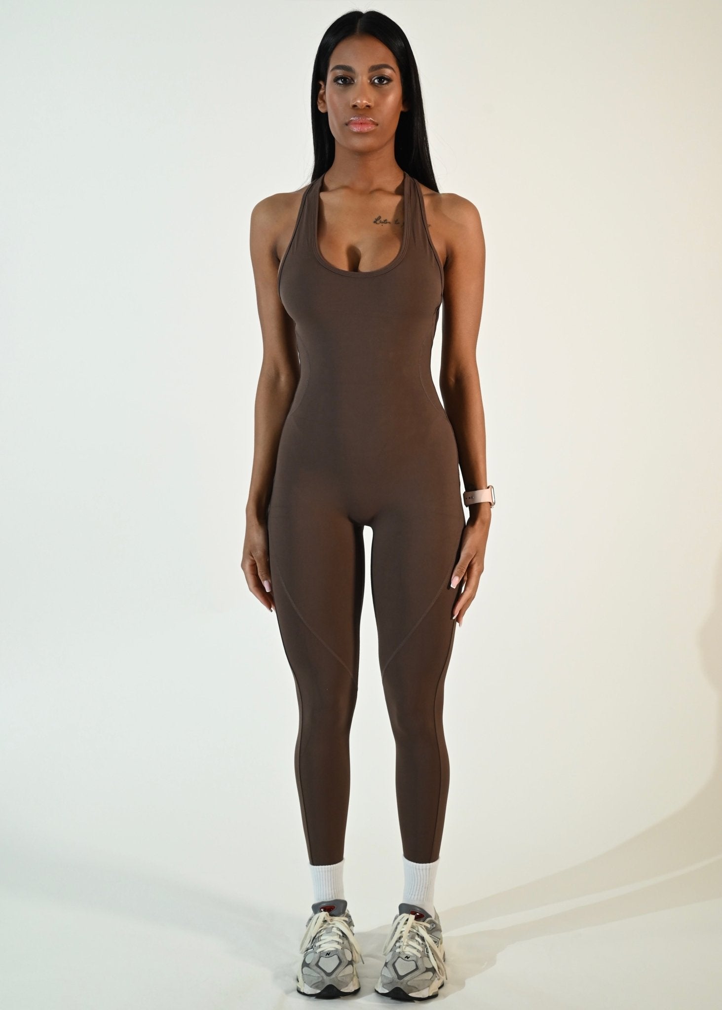 SculptOne Ariel Jumpsuit - Mocha Brown - Ellie Gymwear