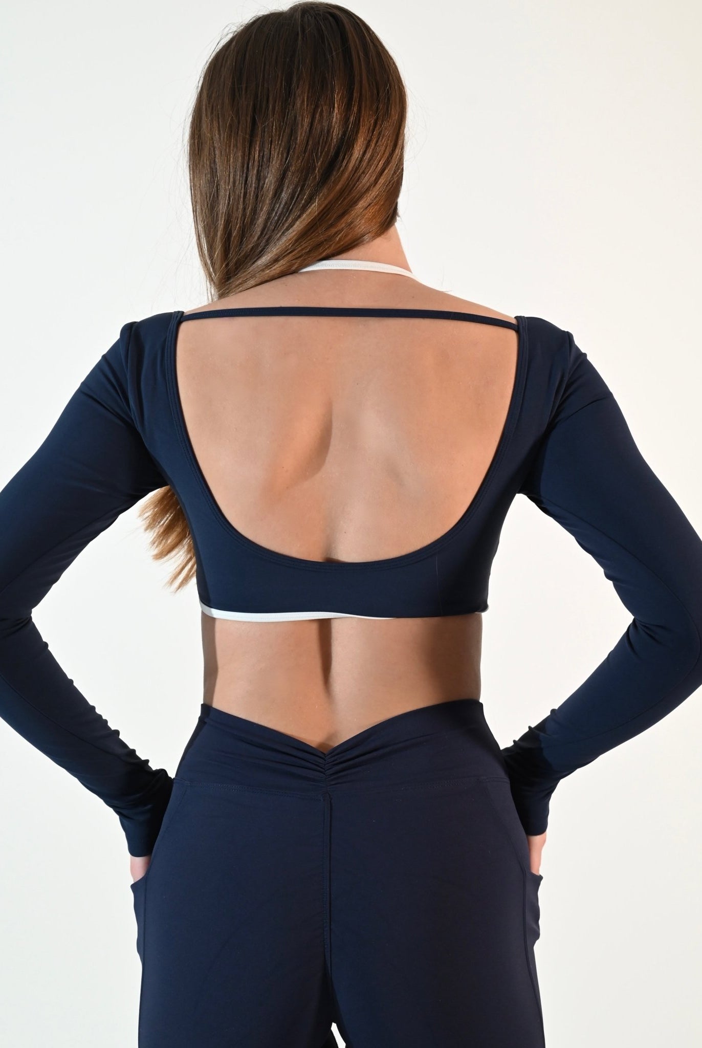 Serene Long Sleeve Crop - Navy Blue - Ellie Gymwear