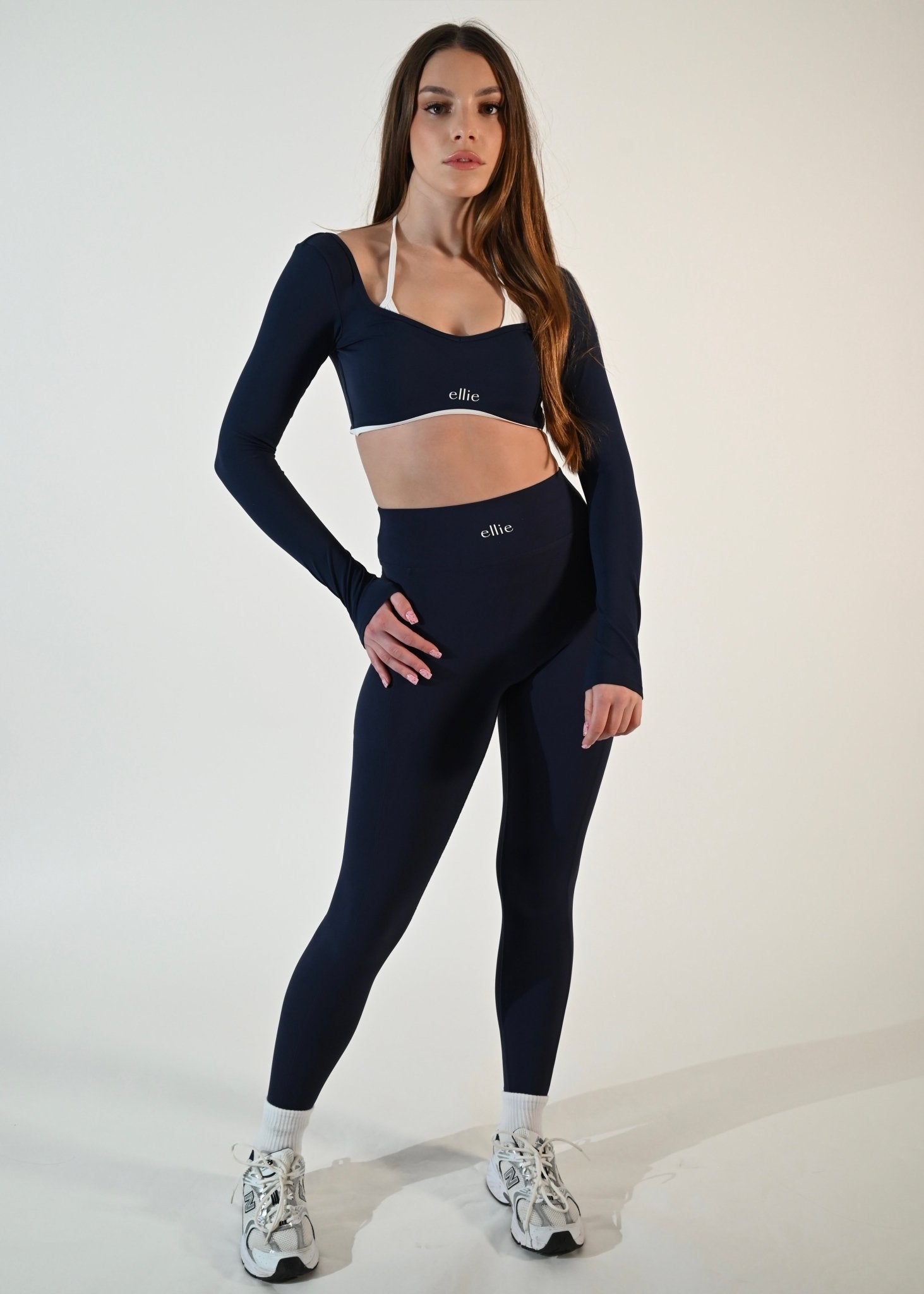 Side - Pocket Serene Leggings - Navy Blue - Ellie Gymwear