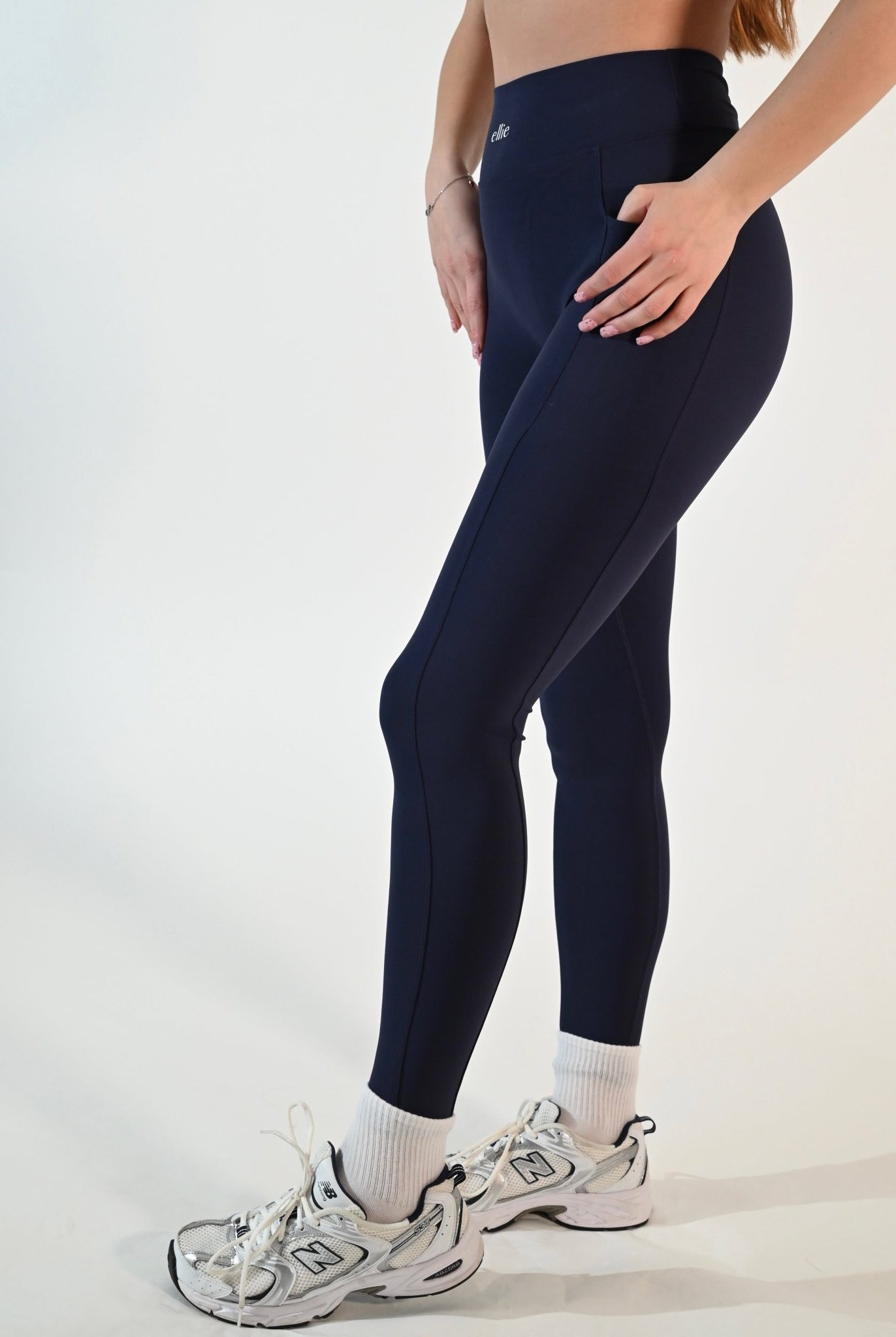 Side - Pocket Serene Leggings - Navy Blue - Ellie Gymwear