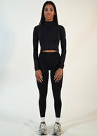 Celine Cropped Zip Jacket - Black - Ellie Gymwear
