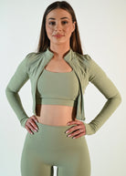 Margot Zip Crop Jacket - Pistachio - Ellie Gymwear