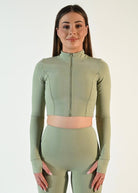 Margot Zip Crop Jacket - Pistachio - Ellie Gymwear