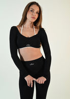 Serene Long Sleeve Crop - Black - Ellie Gymwear