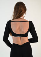 Serene Long Sleeve Crop - Black - Ellie Gymwear