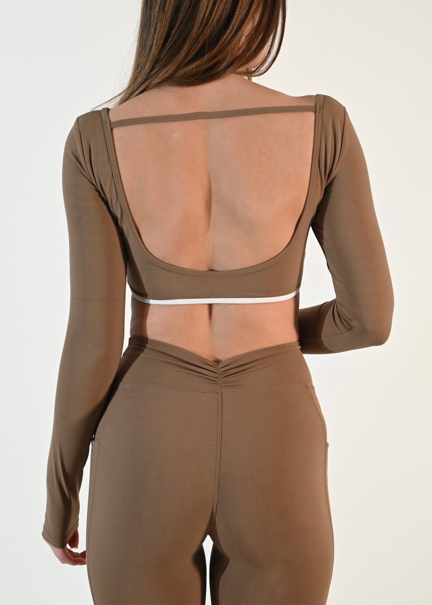 Serene Long Sleeve Crop - Latte - Ellie Gymwear