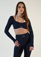 Serene Long Sleeve Crop - Navy Blue - Ellie Gymwear