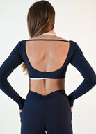 Serene Long Sleeve Crop - Navy Blue - Ellie Gymwear